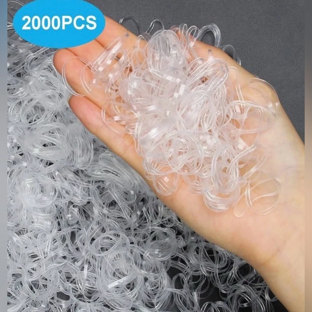 Clear Elastic Hair Bands 2,000 PCS With 6 Storage Containers For All Hair Unisex
